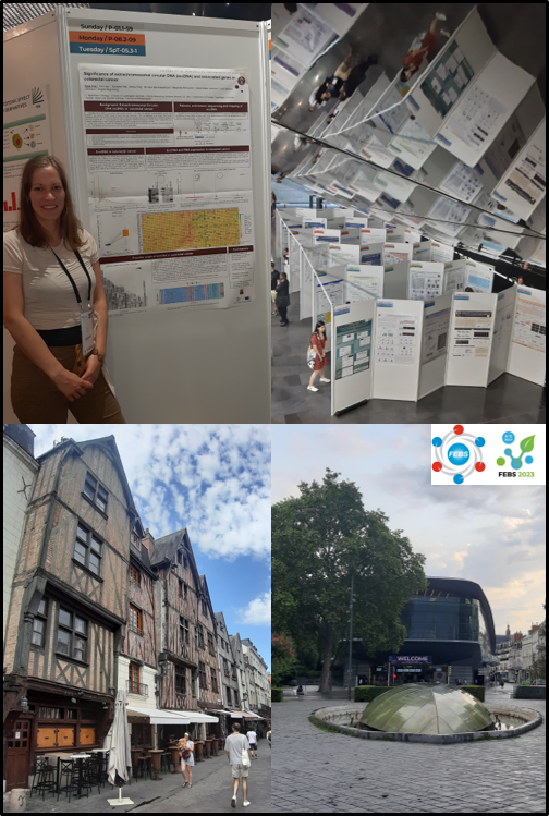 Egija Zole presented a poster "Significance of extrachromosomal circular DNA (eccDNA) and associated genes in colorectal cancer", in the FEBS congress, 8-12th July in Tours, France. 1000+ people and amazing talks and posters were presented, especially supporting young scientists.