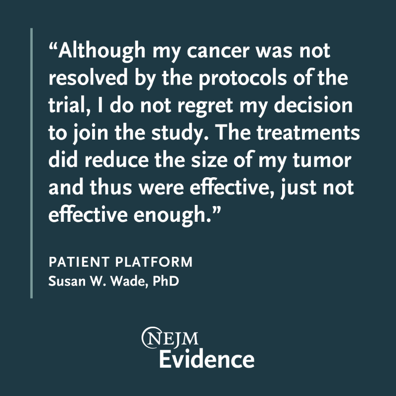 NEJMEvidence's tweet photo. “There is no clear answer to the question of why the treatments did not work for me. The question of why my response to the treatment differed from the other women in the study may lead to a greater understanding of the treatment of vulvar cancer.” https://t.co/lCPdY0TD5S