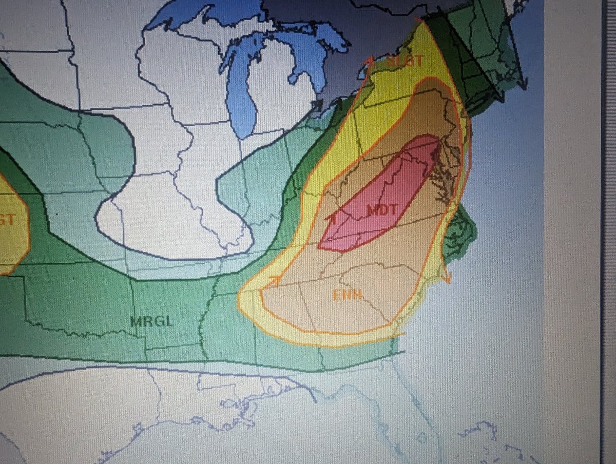We got moderate risk of and enhanced risk for severe weather  the tornado and wind and hail is the threat but this is something I need to watch but I am planning on chasing today.