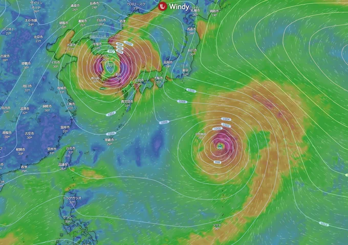 Windyだと11日、12日、13日、14日の予測がこんな感じですね。