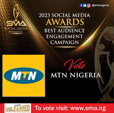 Alternative_Ads's tweet photo. MTN Nigeria
@MTNNG
has been nominated for the 2023 SOCIAL MEDIA AWARDS (SMA) NIGERIA under Best Audience Engagement Campaign Awards Category. To Vote MTN Nigeria, click https://t.co/sTQOBYRxNK… #smanigeria
#smanigeria2023 
#sma2023
#socialmediaawards 
#nomineesunveiled https://t.co/xFhsjhkUAF