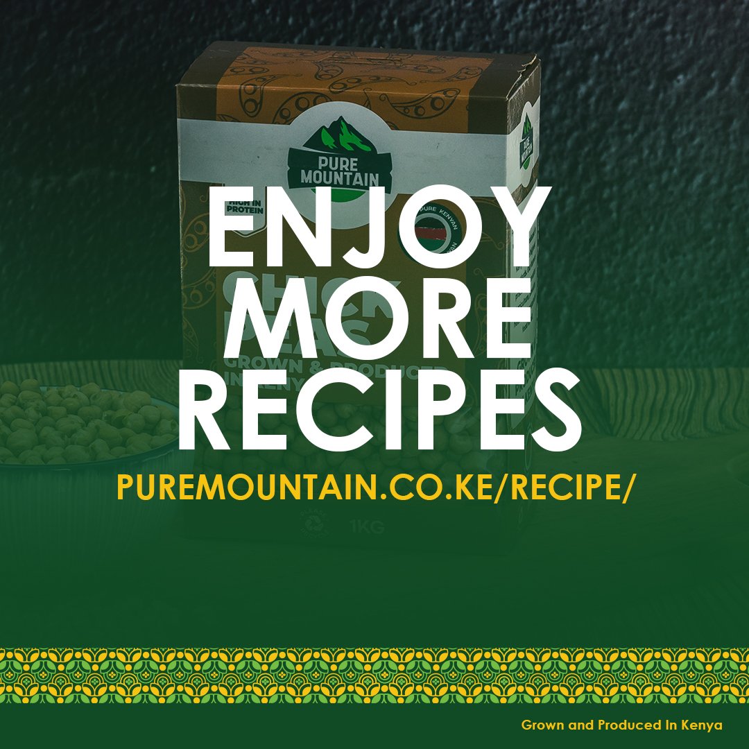 PureMountainKe's tweet photo. Discover the creamy goodness of the #PureMountain chick peas! Visit our website to view the full recipe ๐ฝ๏ธ
Available at selected @quickmartkenya stores and online at @greenspoonke and @jumiakenya
Use the code PUREGREENSPOON10 to get 10% off on Greenspoon.
#TheOnlyWayIsPure https://t.co/IlQasbKM2r