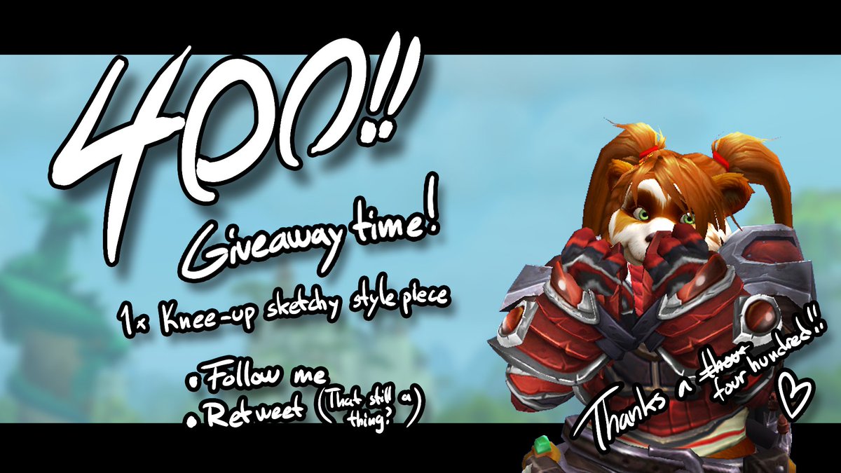 duappe's tweet photo. Another milestone hit!
I'm gonna host a small giveaway to celebrate!
It's gonna run for a week until the 14th!
How to enter;
- Follow me
- Re(tweet)post? Whatever it is these days
1x Knee-up sketchy piece to be given out!

Thanks a four hundred ya'all❤️
#Warcraft #Pandaren https://t.co/GhUDW3AWsD