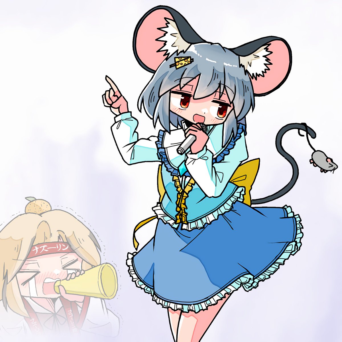 nazrin animal ears tail mouse ears grey hair multiple girls 2girls mouse tail  illustration images