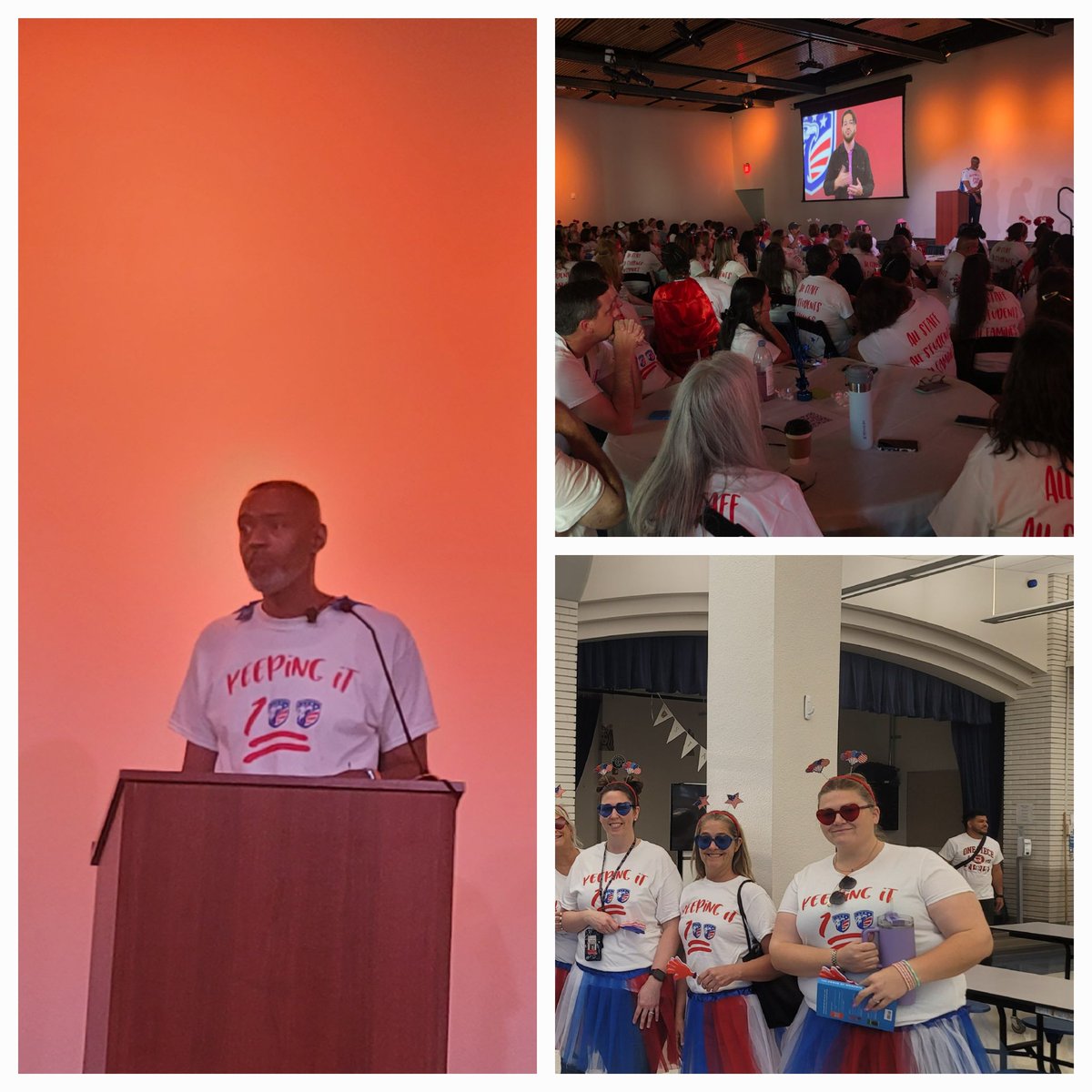 drthyde's tweet photo. @lisdtx Superintendent Dr. Burnie Roper kicks off the 23-24 Convocation - Keeping it 💯.  @drthyde @burnieroper https://t.co/eCCOebRtjg