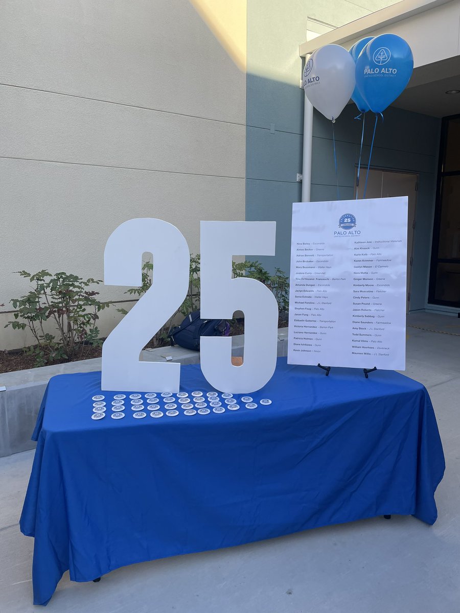 PaloAltoUnified's tweet photo. Honoring the service years of our dedicated employees. At our kickoff today. Thank you for your commitment to our students and families! #PAUSDPromise https://t.co/aJJo4NuJxM