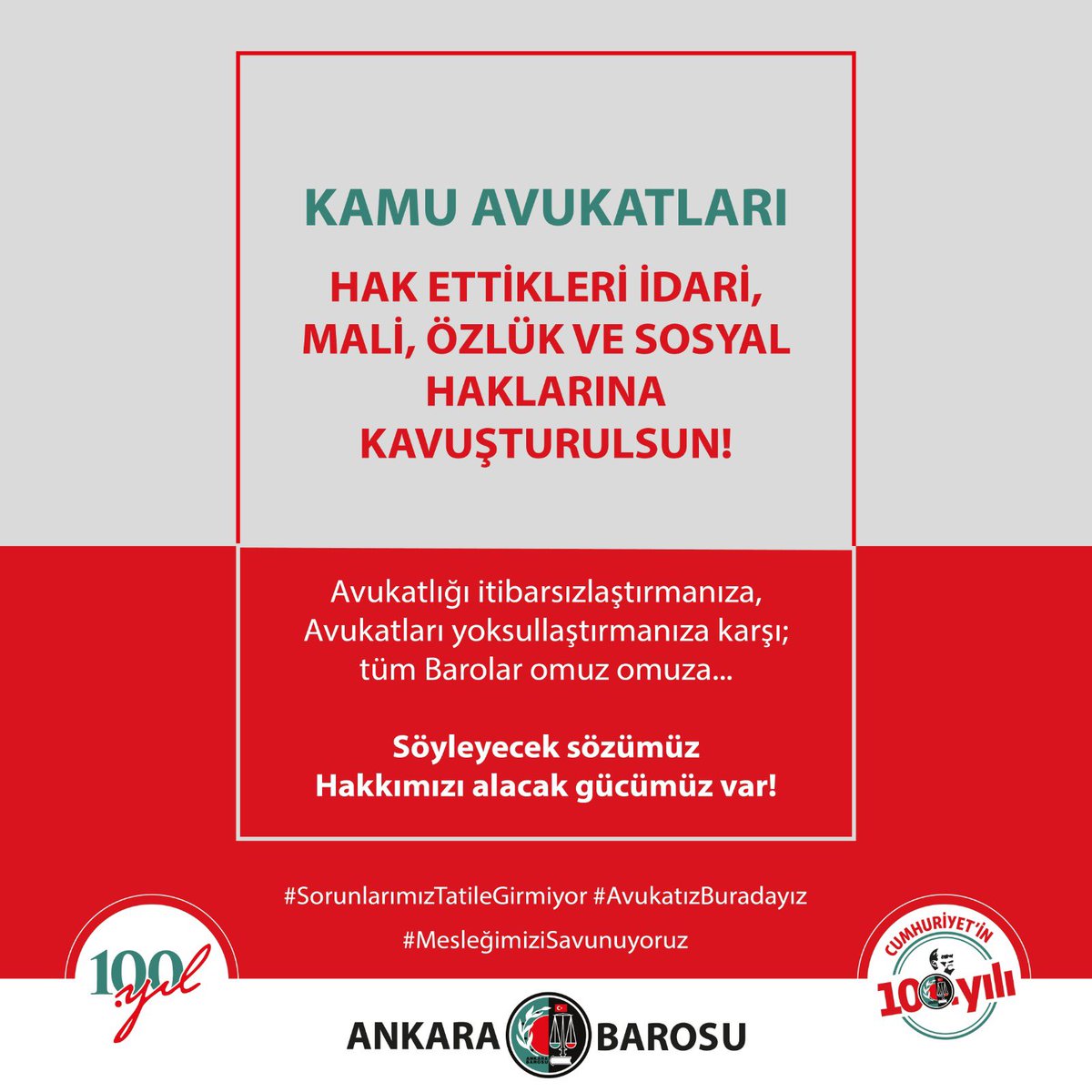 KAMU AVUKATLARI

HAK ETTİKLERİ İDARİ, MALİ, ÖZLÜK VE SOSYAL HAKLARINA KAVUŞTURULSUN!