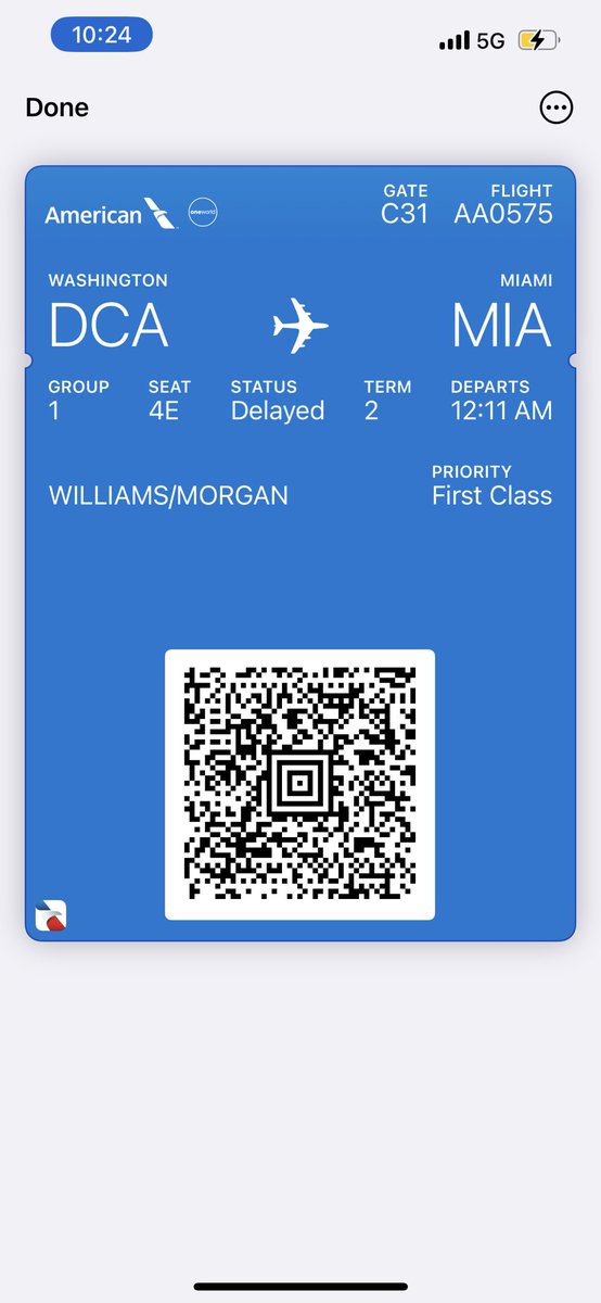 More_than_a_G's tweet photo. @AmericanAir Original time was 5:24, we didn’t take off until 12:11am we sat on the plane from 6:20 to 8:15 pm. Never offered water the whole time not even in first class. Then the captain decided to have us deplane at 8:15 and we reboarded at 9:10. Sat on the plane until 12:11. https://t.co/b0xpfHtK1X