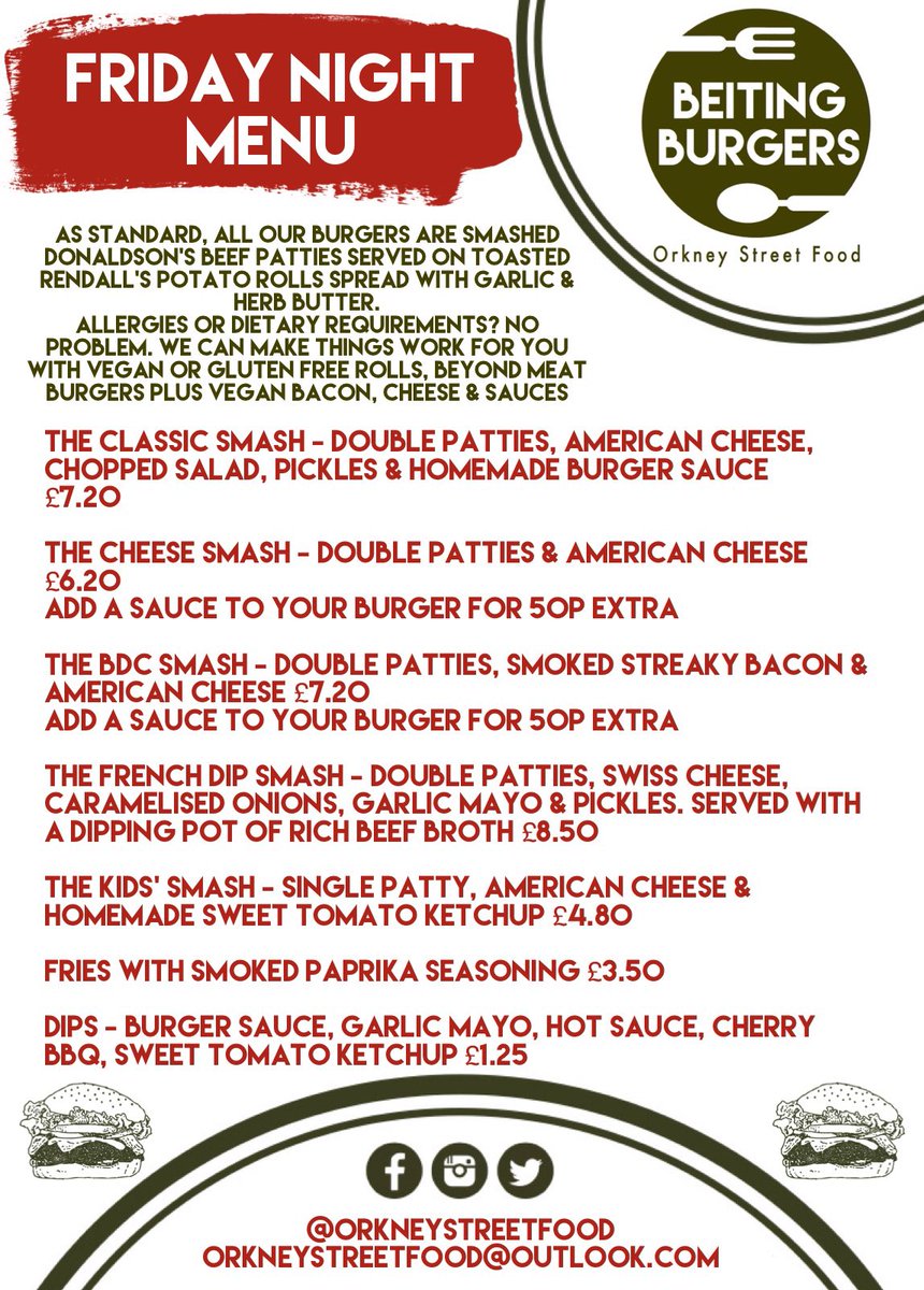 orkstreetfood's tweet photo. 🍔 We’re now taking preorders for this Friday night! (11th)🍔

We’ve got spaces available from 5-8.30pm so if you want to treat yourselves to a smash this weekend, message us your order now! 👏🏻 https://t.co/IXsiQmh0sQ