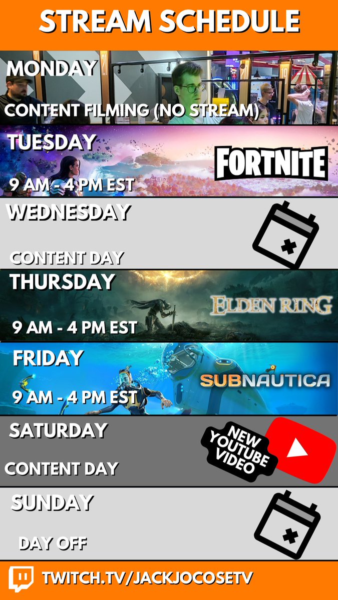 This Week's Stream Schedule! 🦘
.
.
.
#Fortnite #Halifax #ELDENRING #Subnautica