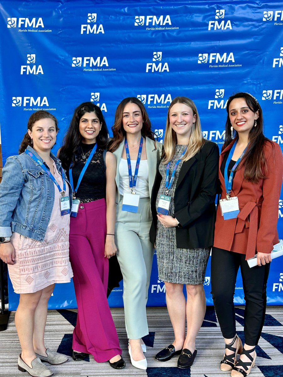 Our residency program was well represented at the 2023 @FloridaMedical Association's Annual Meeting. Five of our senior residents traveled to Orlando, Florida to present posters. #pedsresidency
