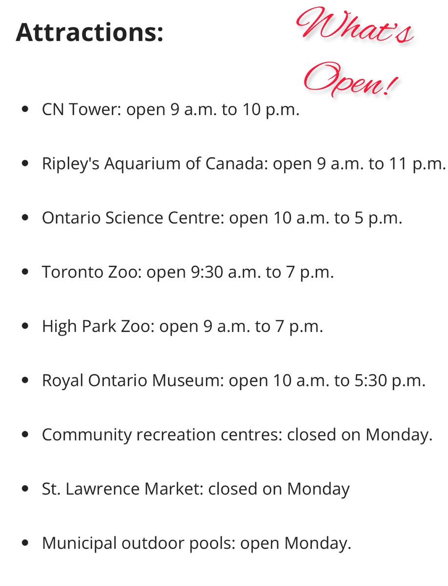 lisapatel01's tweet photo. Happy Civic Holiday!
Check out some of these places.
#whatsopen #thingstodo #toronto https://t.co/nDXDrN6n4A