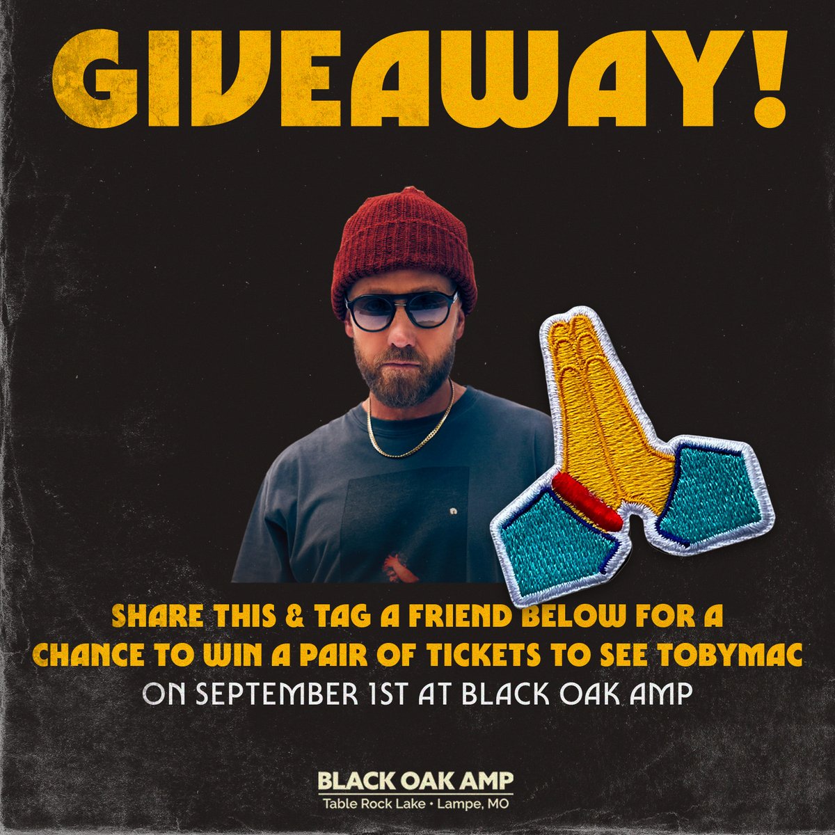 Praise! 🙏 We're giving you the chance to win a pair of tickets to see <a href="/TobyMac/">TobyMac</a> on September 1st at #BlackOakAmp. Share this post and tag a friend below to enter.