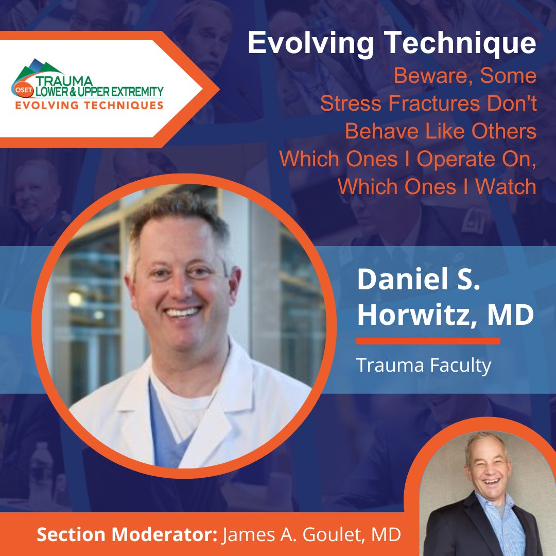 To operate or not to operate. That is the question.  Daniel S. Horwitz, MD takes us through his process when dealing with pesky stress fractures as James A. Goulet, MD moderates. #OrthoTwitter #TraumaTwitter