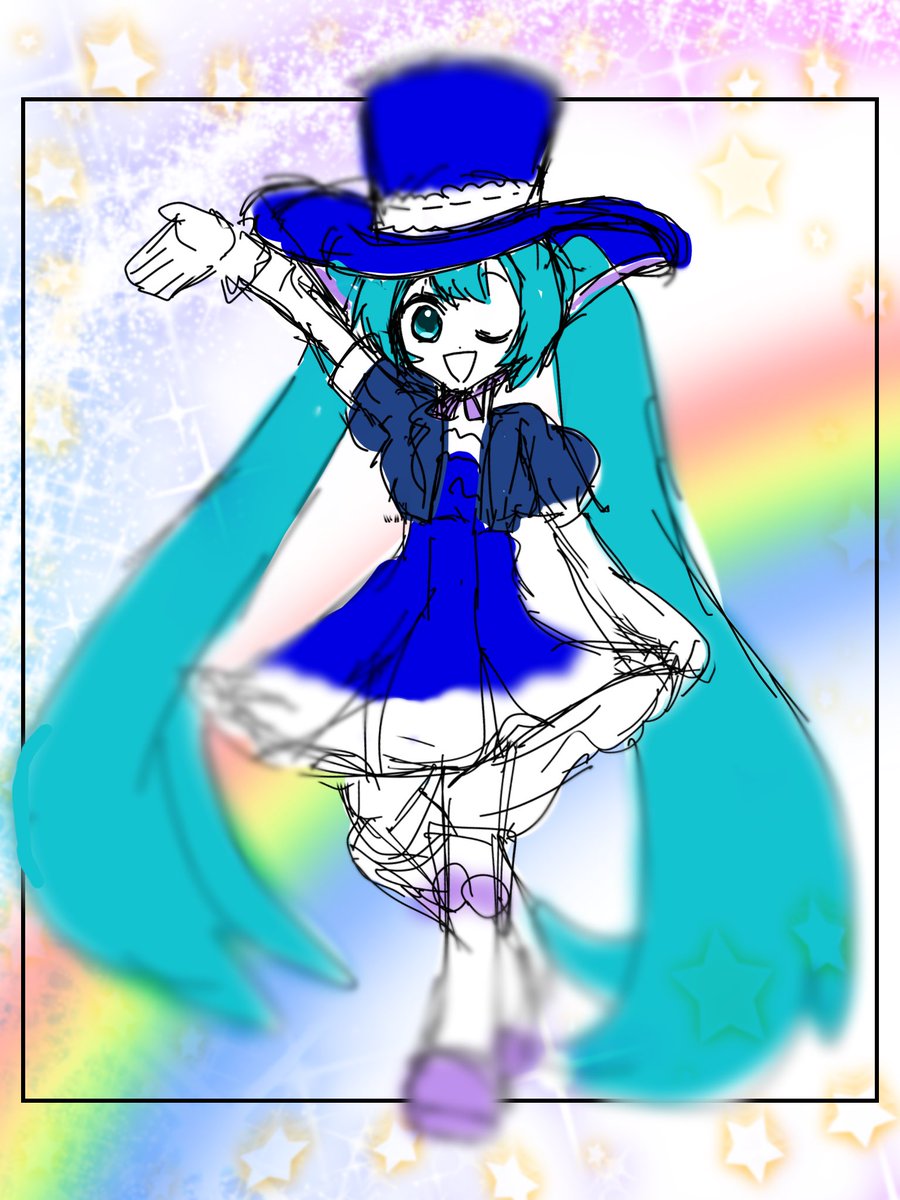 hatsune miku 1girl solo hat long hair top hat twintails one eye closed  illustration images