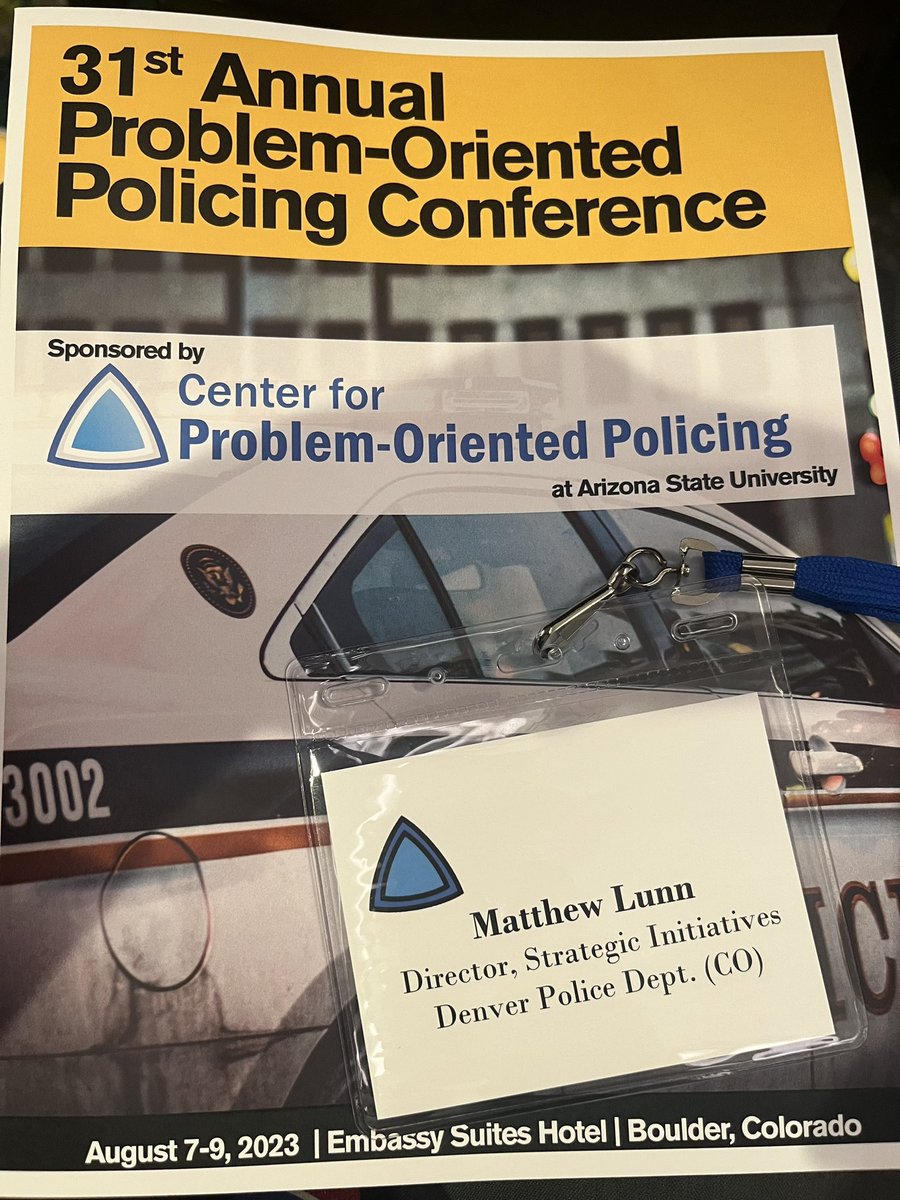 Matthew_M_Lunn's tweet photo. Excited to learn from police leaders and scholars from around the world this week in Boulder #POPConference #Policing @boulderpolice @CUBoulderPolice @DenverPolice https://t.co/5L52m4H9Sk