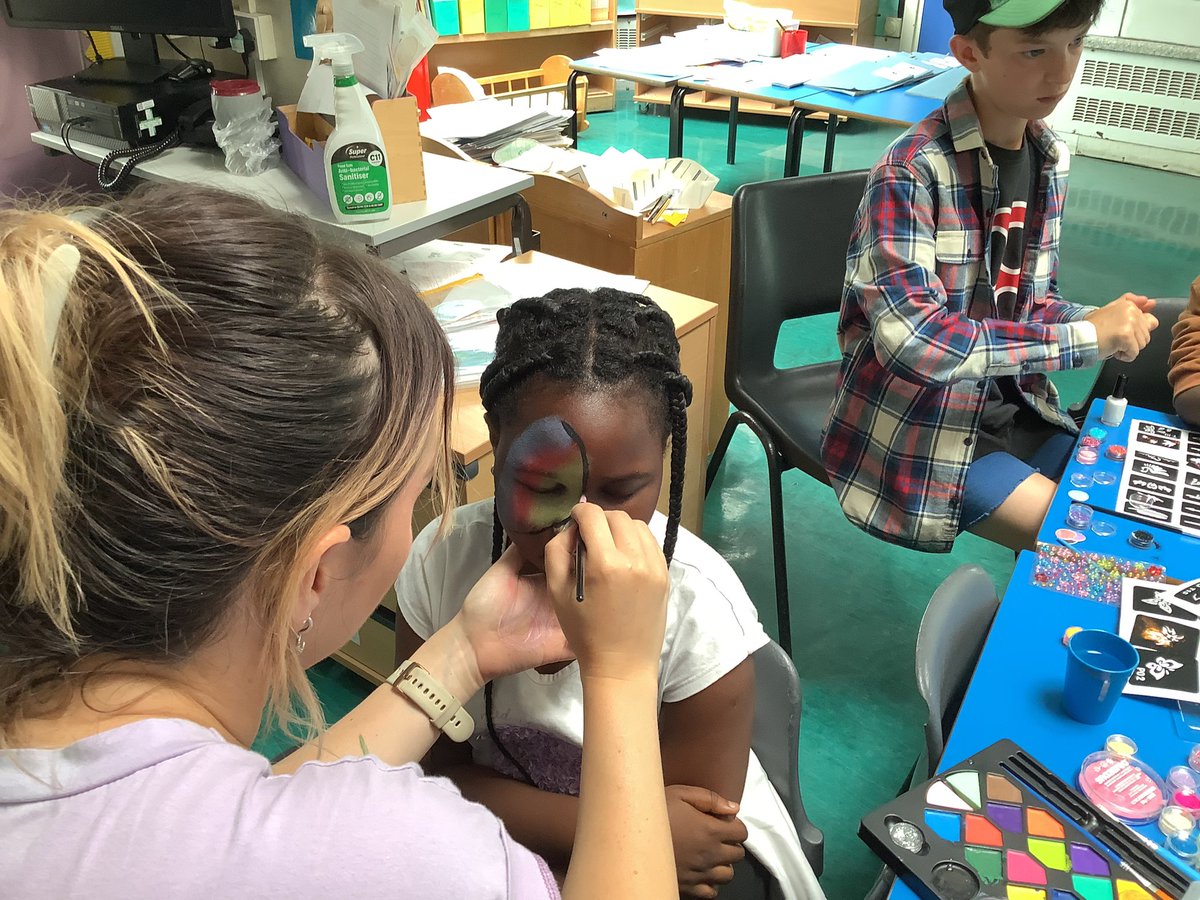 BenthalSchool's tweet photo. We had a brilliant end of term Summer Fun Day with face-painting, glitter tattoos, bubble machines and a bouncy castle! The children also brought in their bikes and scooters for the Benthal Grand Prix! Enjoy the rest of your holiday, we look forward to seeing you in September! https://t.co/cBAsmBLOCs