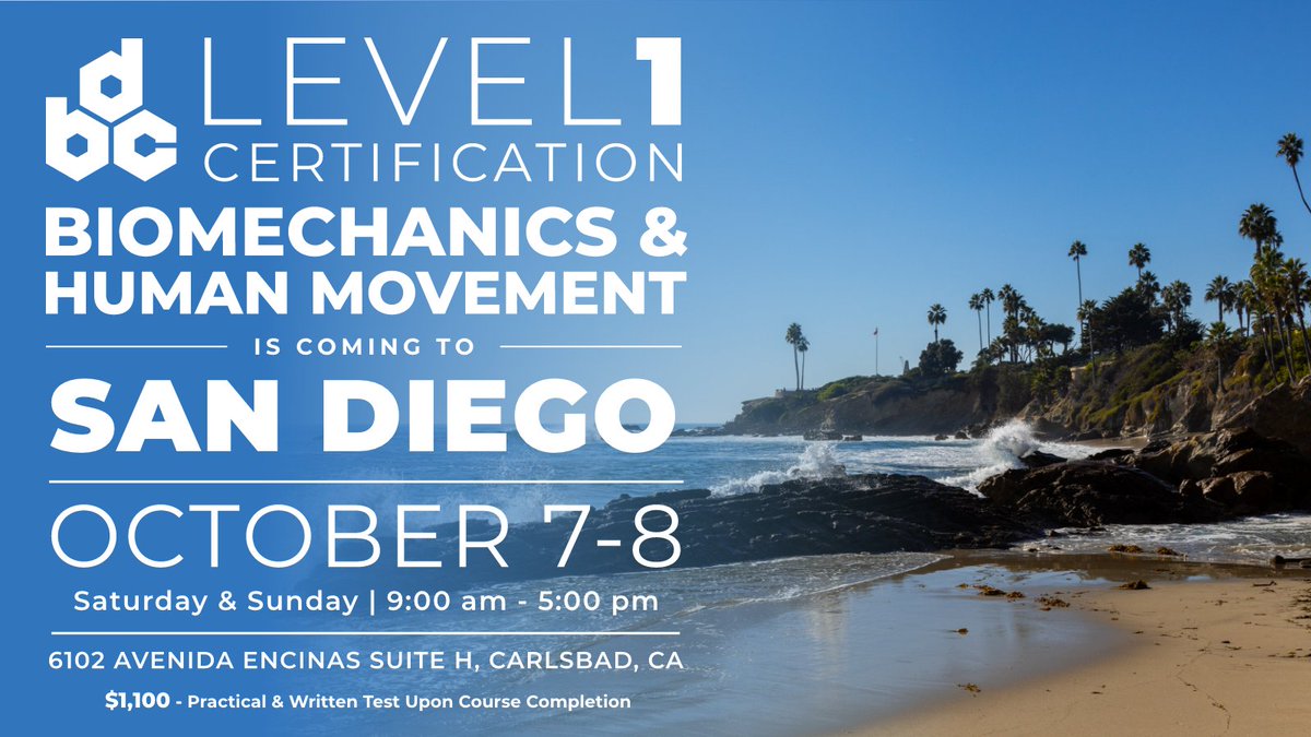 DBCFITNESS (@dbcfitness) on Twitter photo The <a href="/dbcfitness/">DBCFITNESS</a> Level 1 Certification Course, Biomechanics & Human Movement, is coming back to San Diego on October 7-8. Registration is now open at dbcfitness.com/product/dbc-le… The <a href="/dbcfitness/">DBCFITNESS</a> Level 1 Certification Course, Biomechanics & Human Movement, is coming back to San Diego on October 7-8. Registration is now open at dbcfitness.com/product/dbc-le…