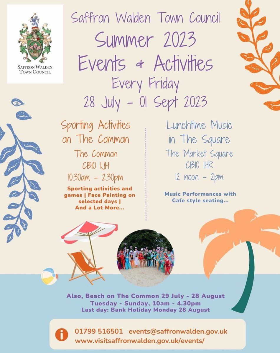 Looking for something to do this Friday? Look no further than Fridays in #saffronwalden 💜 Put on by <a href="/saffronwaldentc/">Saffron Walden Town Council</a> - each Friday across summer, there will be music in the square at lunchtime and sporting activities on the common. Keep an eye out on <a href="/saffronwaldentc/">Saffron Walden Town Council</a> socials 🏖️