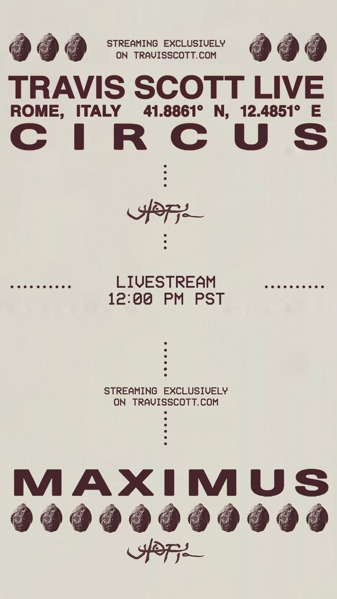Puttin on this show in Rome join me and the city of Rome while we rage to UTOPIA  Live stream available on the site 
shop.travisscott.com/pages/utopia-c…