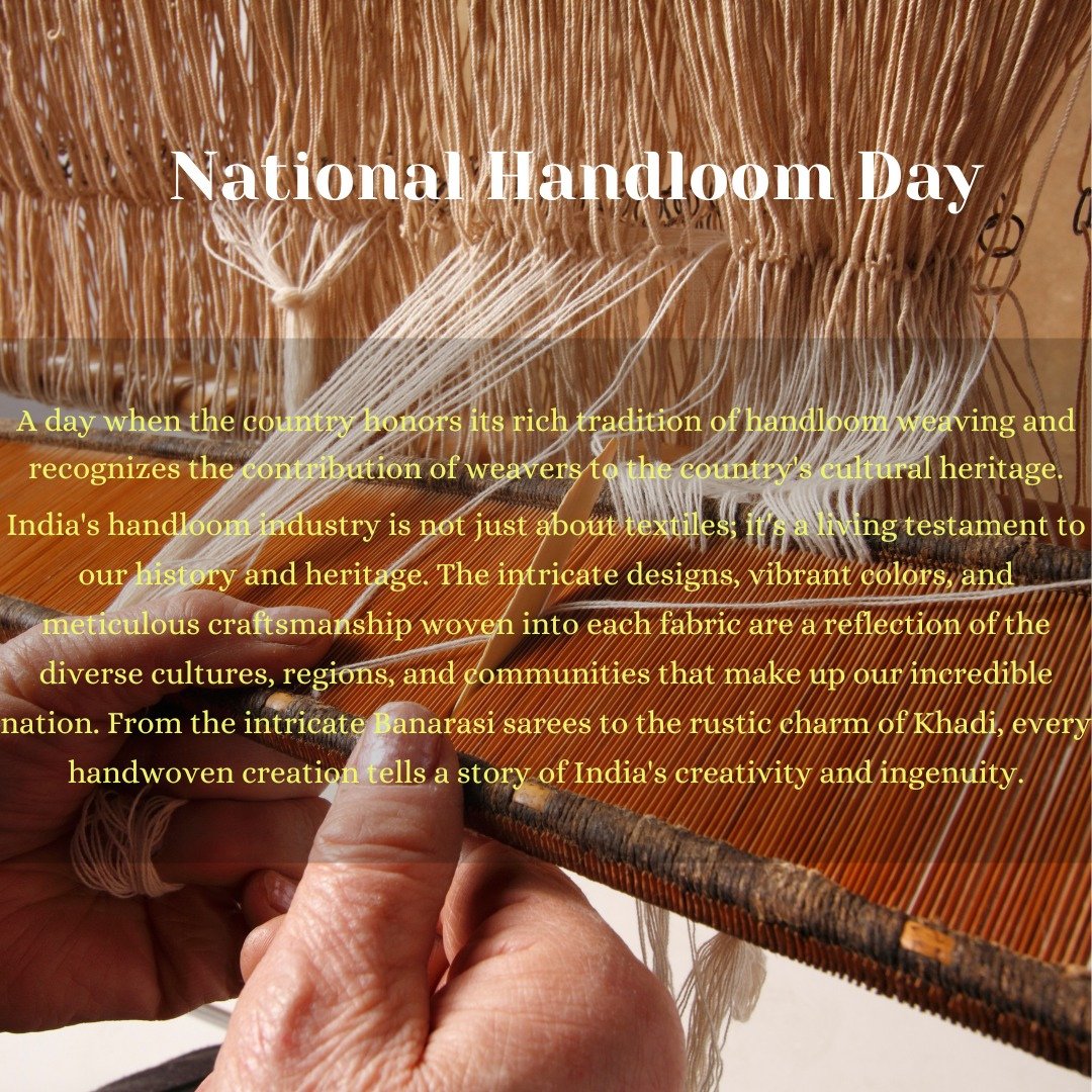 Happy National Handloom Day! 🧵

On this special day, let us celebrate the rich heritage, exquisite craftsmanship, and the artistry of handloom weavers who contribute to the cultural tapestry of our nation. 

#handloomday #nationalhandloomday #textile #pinkweaves #handlooms