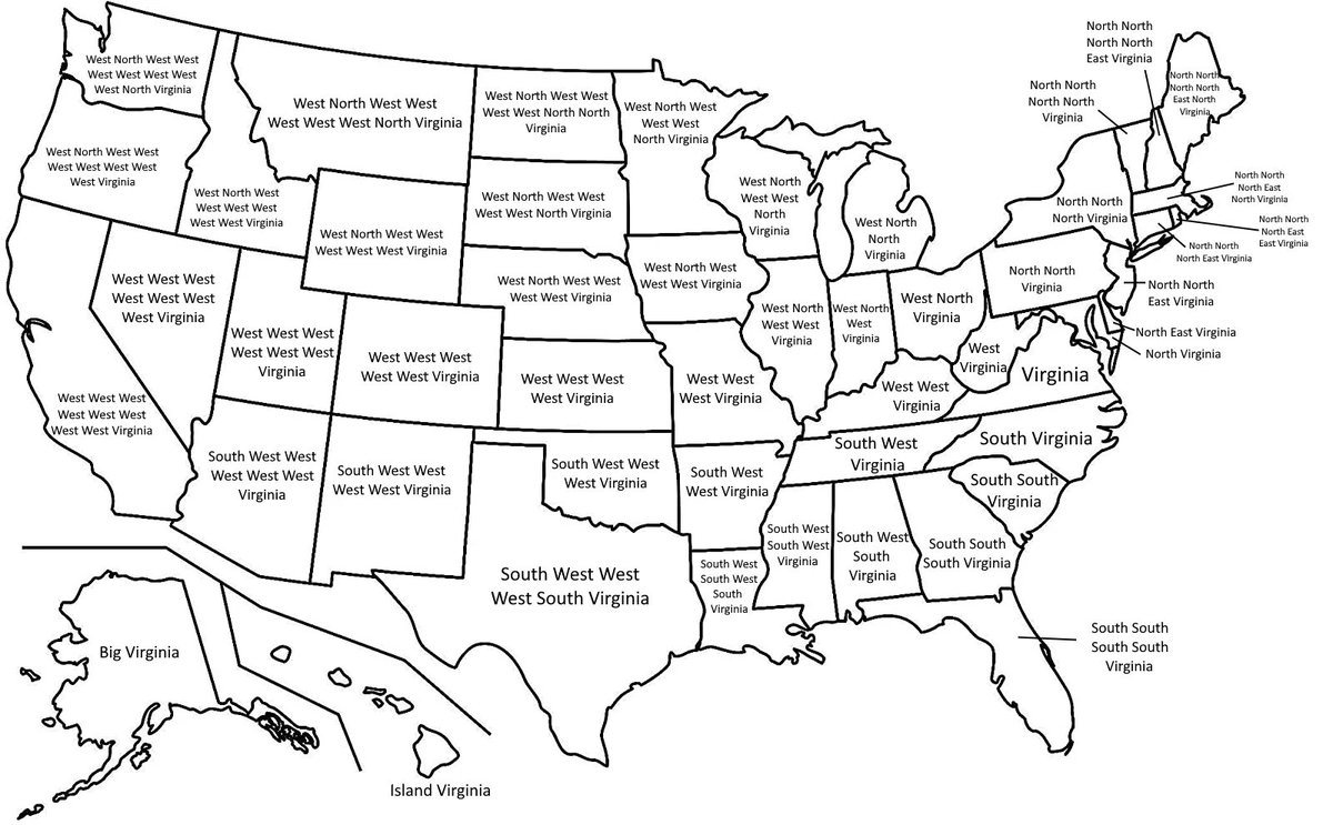 US states but every state is named like West Virginia