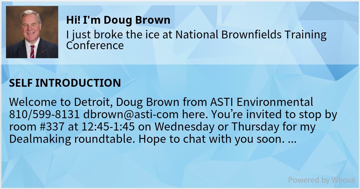 ASTIenv's tweet photo. Don't miss ASTI at the Brownfields 2023 conference in downtown Detroit, starting tomorrow through Friday! And, check out our very own Doug Brown's Dealmaking Roundtable. https://t.co/ZbjlioTG5H