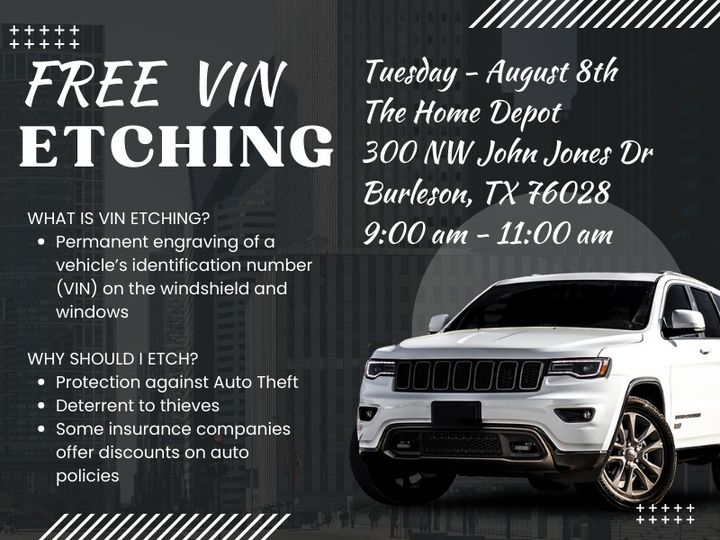 This event is tomorrow in #BTX!  Come see our Auto Theft Task Force and get your free VIN etching done.