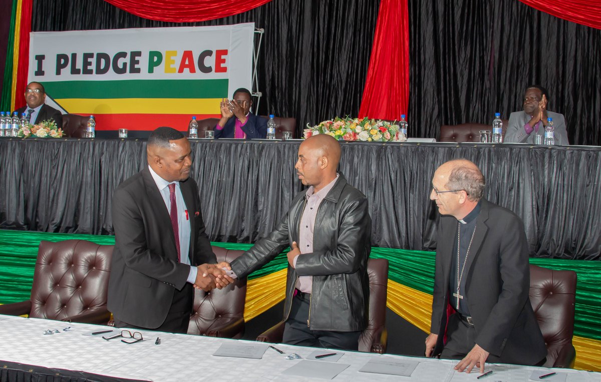 Political Parties signed the Peace Pledge as their commitment to promoting peace before, during and after the harmonized elections scheduled for 23 August 2023. @EFZZIMBABWE @zccinzim @udaciza @ZcbcSoccom @ZHOCD @SwissEmbZim @euinzim @IrlAmbRSA