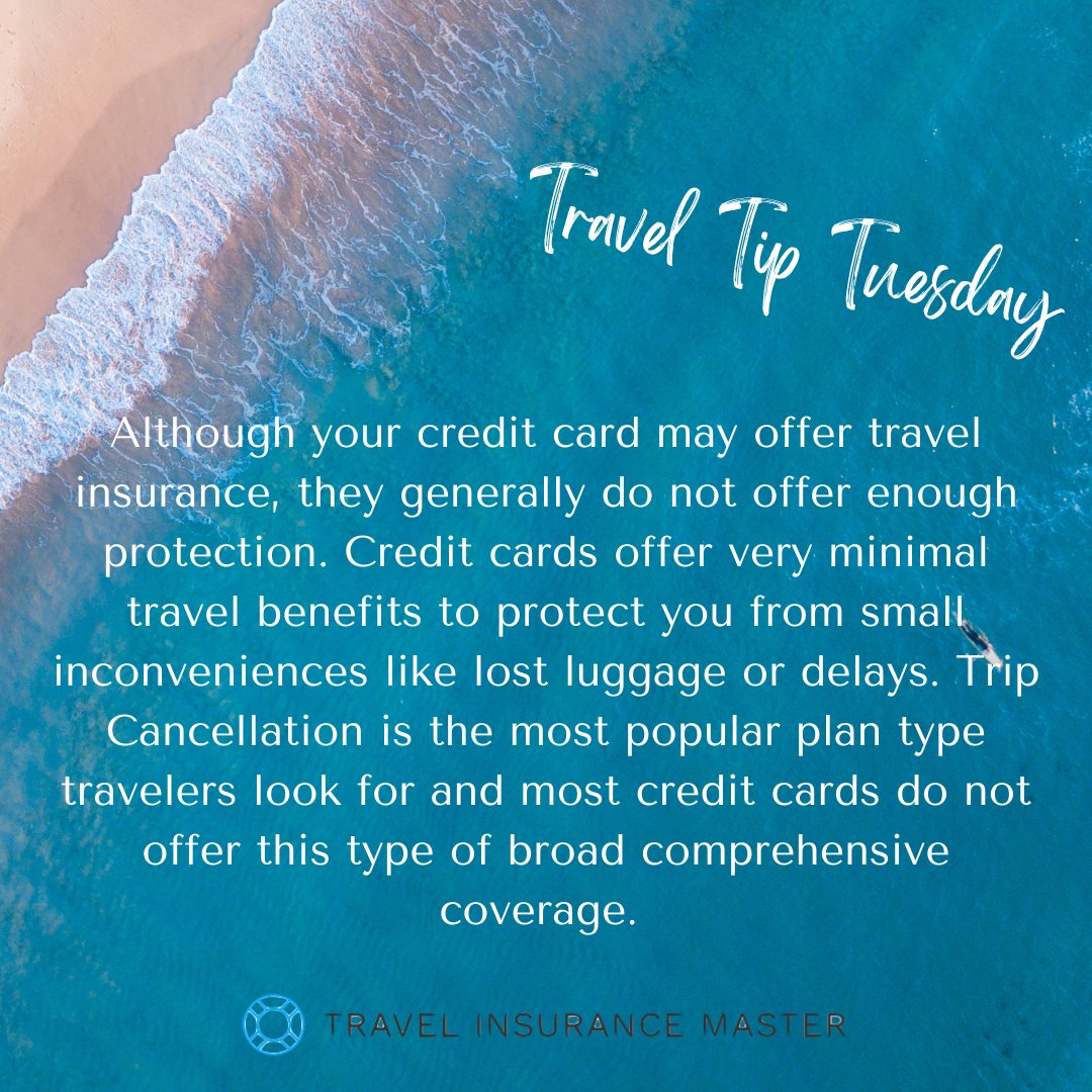 #TravelTip Tuesday: Although your credit card may offer travel insurance, they generally do not offer enough protection.  Find the best plan and value for your next trip in just a few simple steps at TravelInsuranceMaster.com

#travelinfluencer #travelcontentcreator #travelyoutube