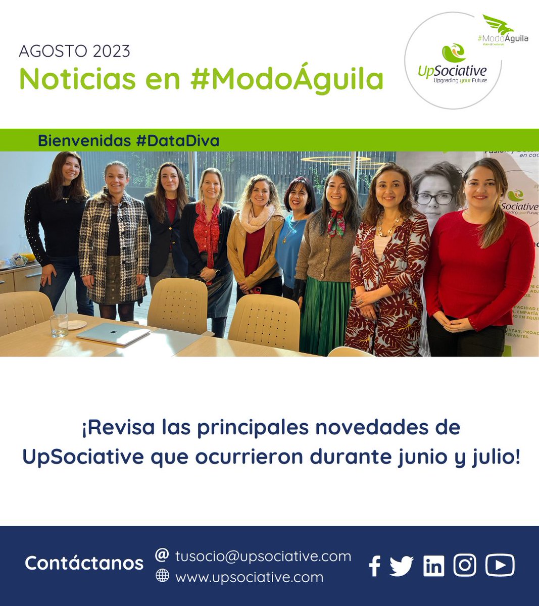 UpSociative's tweet photo. En @UpSociative tuvimos un junio y julio con muchas novedades. La primera reunión de la Comunidad #DataDiva, la visita al #SnowflakeSummit y la finalización de los webinar #QlikWorld2023 son algunas de ellas, conoce más en nuestro resumen “Noticias en #ModoÁguila🦅”. https://t.co/IMjuvLh8LW