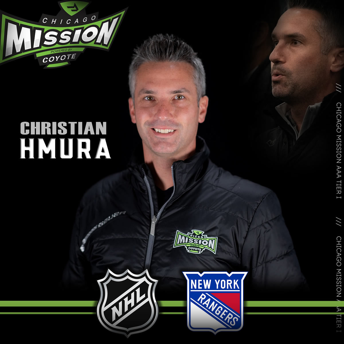 Chicago Mission's hockey director Christian Hmura has accepted a coaching position with the New York Rangers.
We are thrilled to see Christian fulfill a lifelong dream to join the NHL as the Skills and Performance Development Coach for the Rangers.

chicagomission.com/mission-hockey…