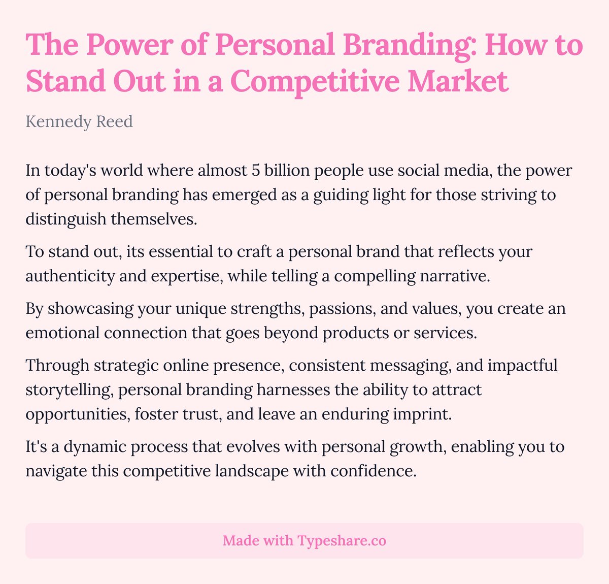 KennedyReedPR's tweet photo. The Power of Personal Branding: How to Stand Out in a Competitive Market https://t.co/tDgzZJ0RQH