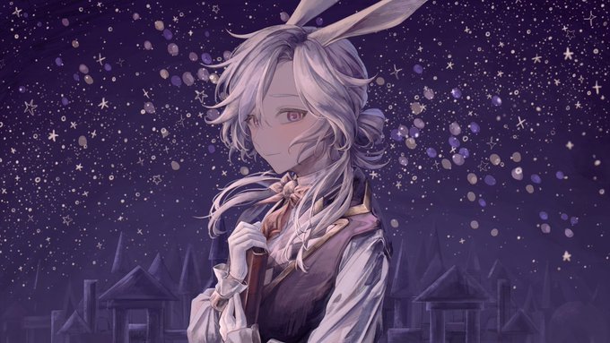 「night sky white hair」 illustration images(Latest)｜5pages