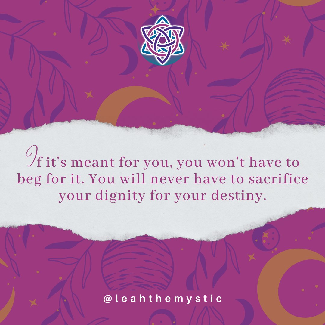 leahthemystic's tweet image. Have you ever felt the need to compromise your dignity to achieve a goal or desire? Share your thoughts and experiences in the comments below.
Embrace the path ahead with confidence, knowing that greatness lies within you. 
#TrustYourJourney #EmbraceYourWorth #DestinyAwaits