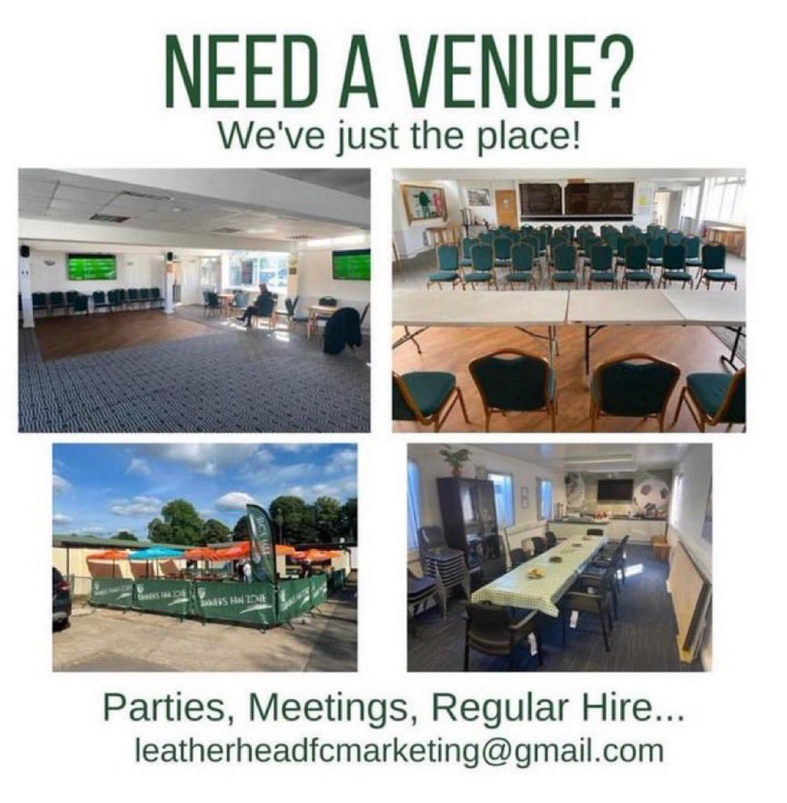 LeatherheadFC's tweet photo. We really do have the perfect venue for your party or event. Contact us to see how we can help you on leatherheadfcmarketing@gmail.com or 01372 360151 @livingkt22 #leatherhead #epsom #oxshott #ashstead #bookham #fetcham #dorking https://t.co/llFSjR40c7