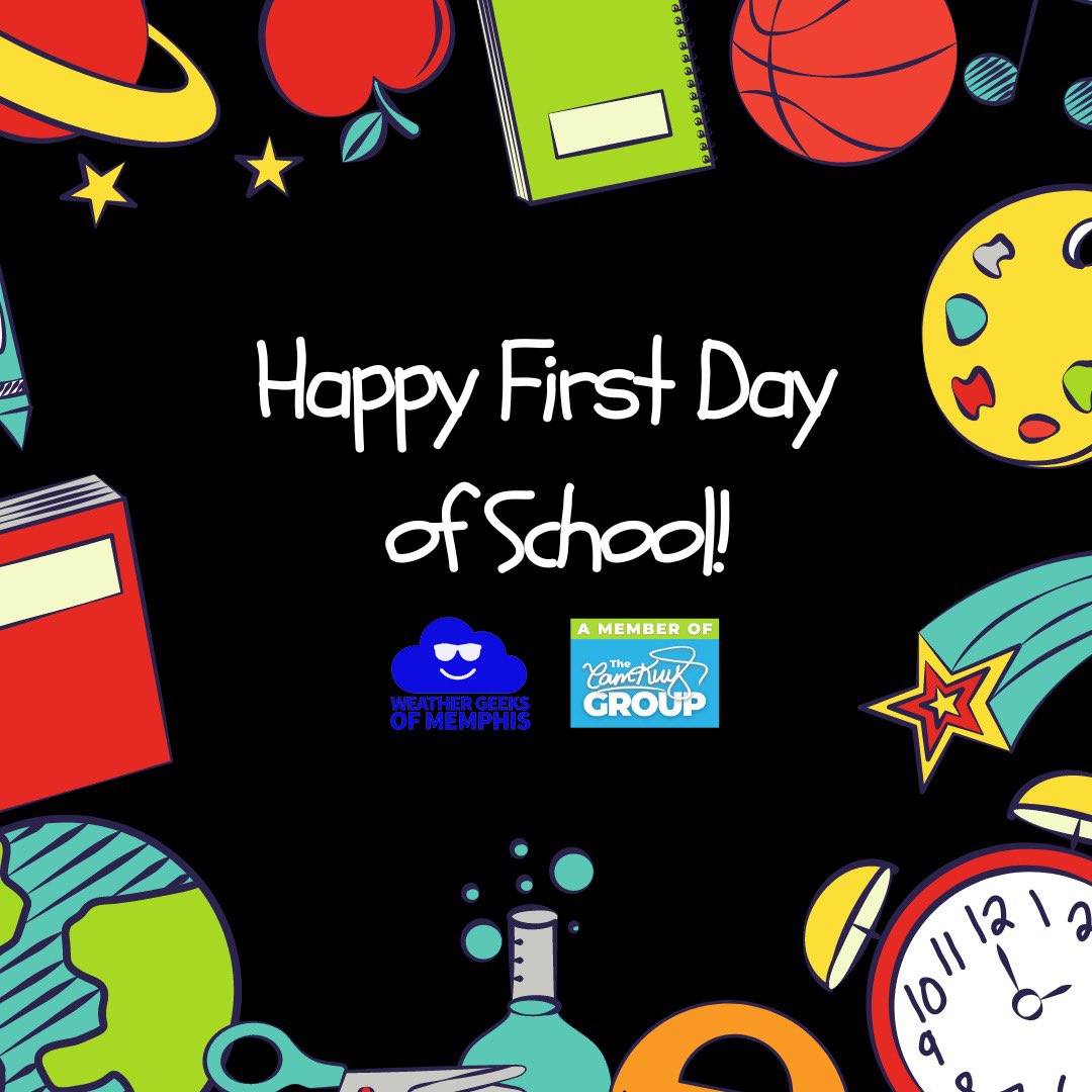 wxgeeksofmem's tweet photo. From Lead Forecaster Cameron Kuykindall and the WGOM Team, we wish everyone a HAPPY first day of school! 🥳
#firstdayofschool #wxgeeksofmem #thecamkuygroup https://t.co/ea1eQu2xTB