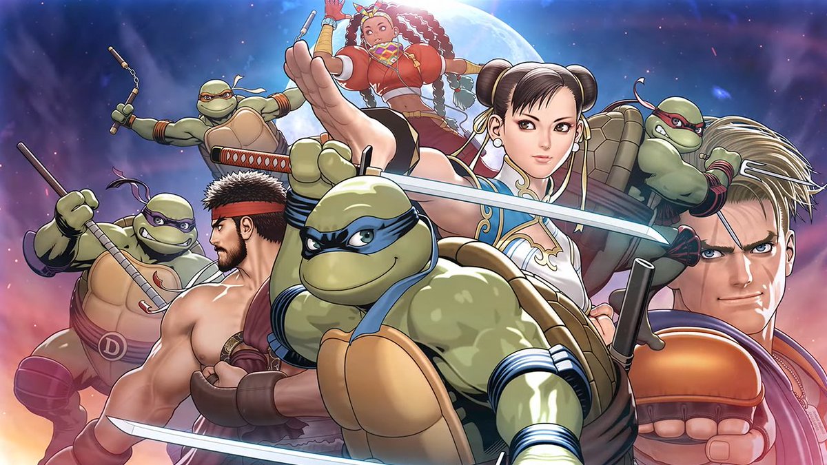 IGN's tweet image. The worlds of Street Fighter 6 and Teenage Mutant Ninja Turtles will collide as TMNT gear, emotes, titles, stamps, and costumes will be available in Street Fighter 6. bit.ly/3qk1ATw