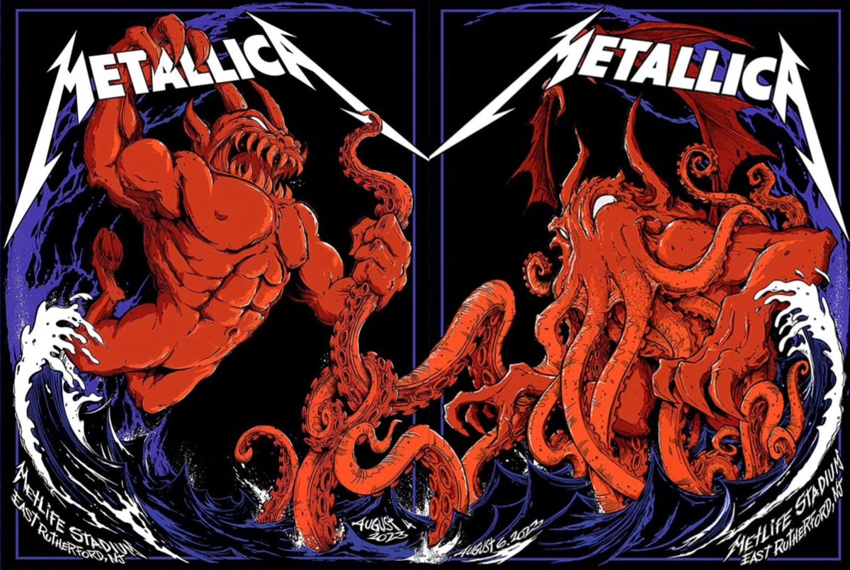 MetSince1981's tweet photo. Posters alusivos a las presentaciones de @Metallica los días 04 & 06 de Agosto en el @MetLifeStadium de East Rutherford, NJ USA 🇺🇸.
Arte de: @SQUINDO1.
#Metallica #M72EastRutherford #M72WorldTour #M72 #Squindo #FifthMember #MetFans #MetFamily #METALLICASince1981 https://t.co/Y6W3H2W6mX