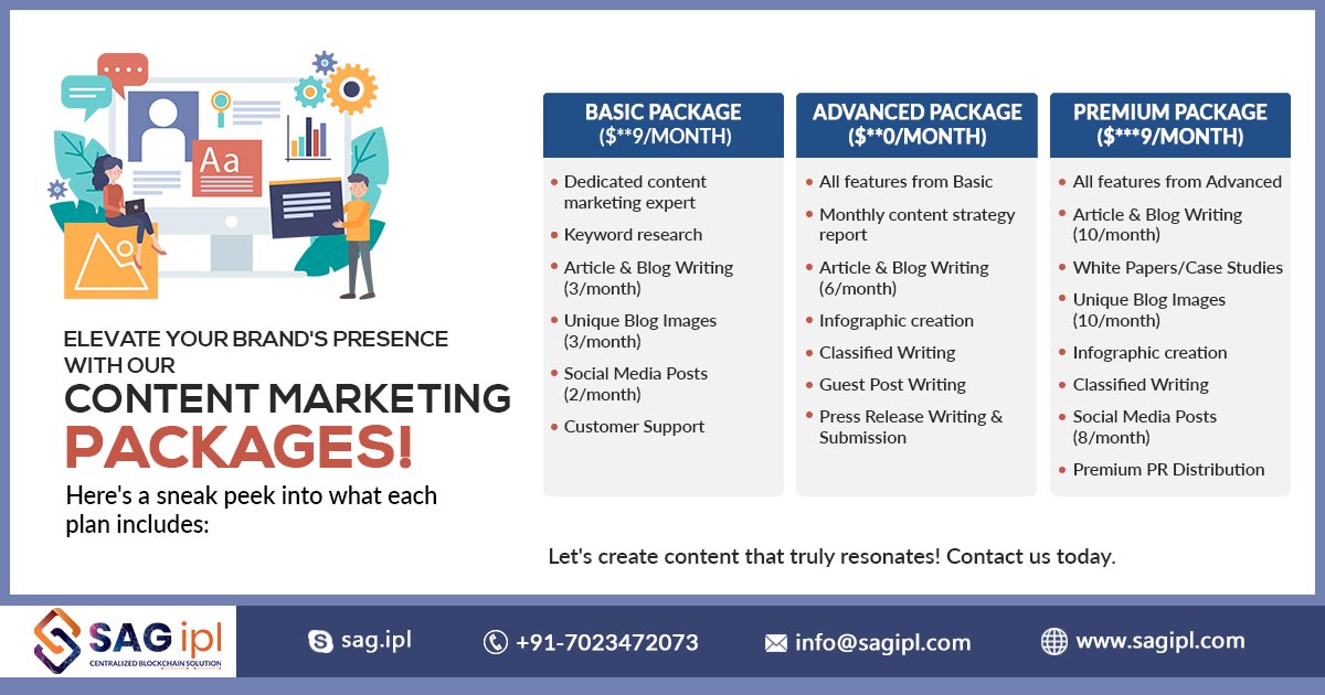 Unlock brand success with our tailored #ContentMarketing Packages! Elevate your #OnlinePresence today.

Know More: bit.ly/439xlNP
-
-
-
#EffectiveContent #MarketingStrategies #OnlineVisibility #ContentCreation #TailoredPlans #SAGIPL #ContentServices #BoostYourBrand