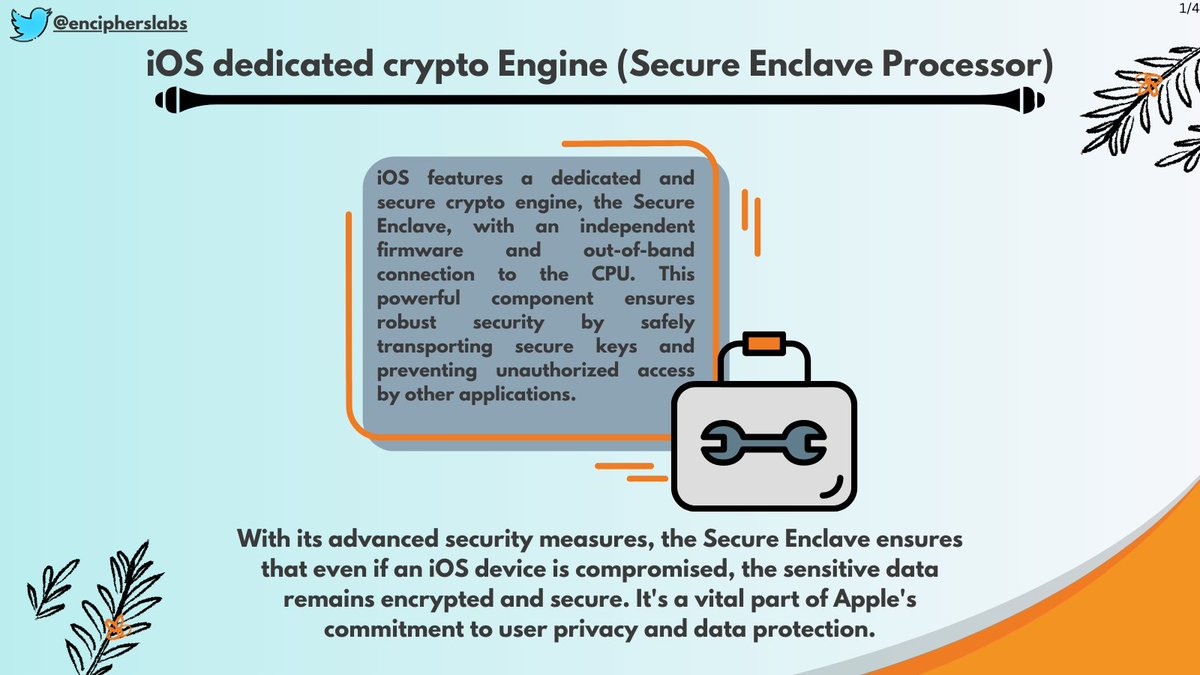 Unbeatable iOS security: Dedicated Secure Enclave Processor! 💪✨ It safeguards keys, blocks unauthorized access, and keeps data encrypted, even if compromised. 🛡️💻 #iOS #SecurityMatters #UserPrivacy #MobileSecurity #iOSSecurity #CyberSec #infosec