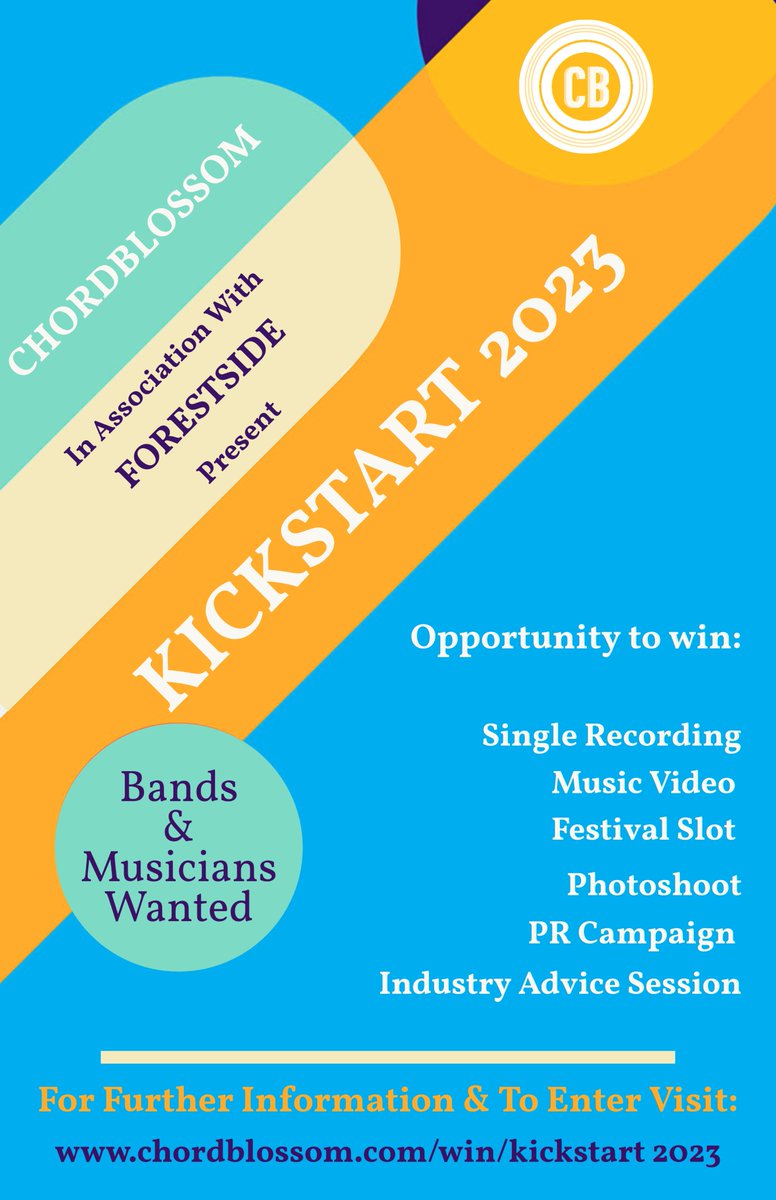 Chordblossom's tweet photo. #KICKSTART2023 is here. Thrilled to be able to offer bands or a musicians from Northern Ireland some wonderful opportunities to kickstart their career.
Full details & application form: https://t.co/wFP1TsDFRL https://t.co/ir8njb2ncr