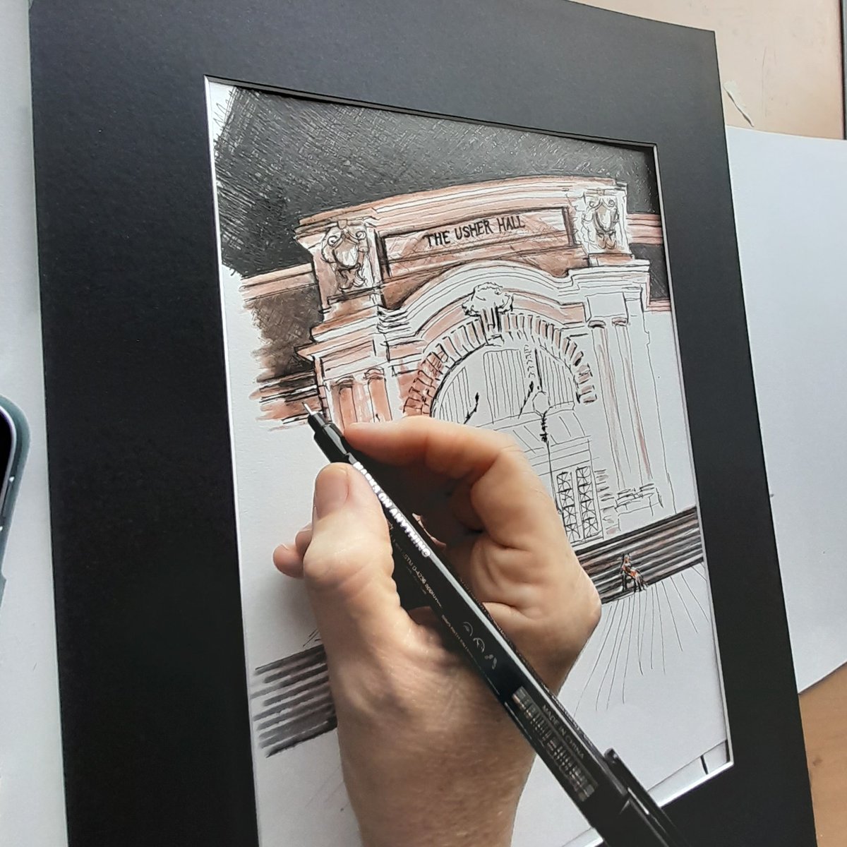 EdinburghFoxInk's tweet photo. #workinprogress #theusherhalledinburgh 'Edinburgh Nights' continue this time with the iconic concert hall that is The Usher Hall. My wee fox stops by to listen 🎶 more to come on this theme. #Edinburgh #Edinburghfox #edinburghartist https://t.co/zq5P5wzKD6