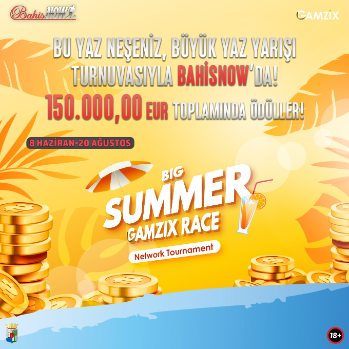 💰En kazançlı turnuvalar ile Bahisnow, bu yaza da neşe katıyor! 

🌟Hemen üye ol, kazanmaya başla!