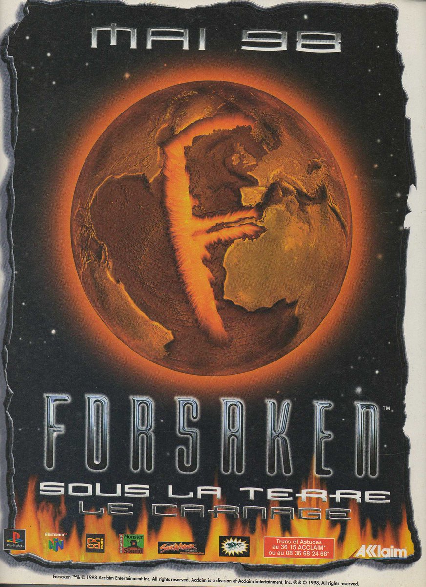 AllmightoFranky's tweet photo. La publicité dans les mags JV des années #80s #90s,aujourd'hui des pubs prises dans le #PlayerOne 86 de mai 98!#Forsaken sur #PS1,#Nintendo64 et #PC!!#GranTurismo et #ProFoot Contest 98 sur #Playstation!! #retro #retrogaming #oldschool https://t.co/VR3jJ1w7IY
