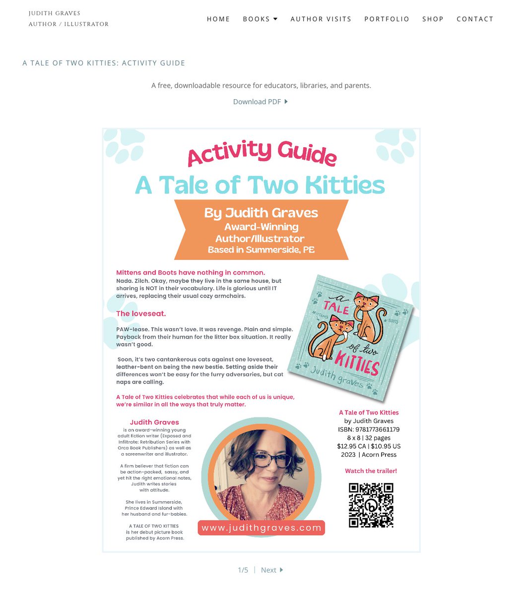 JudithGWrites's tweet image. Educators, library staff, parents...the A Tale of Two Kitties Activity Guide is now available as a free PDF download on my website! judithgraves.com/activity-guide

#readatlantic #activityguide #picturebook #catbooks #sharing #individuality #friendship #resilience #teacherresources