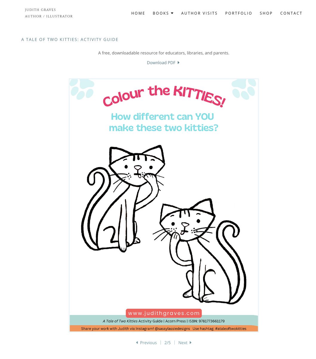 JudithGWrites's tweet image. Educators, library staff, parents...the A Tale of Two Kitties Activity Guide is now available as a free PDF download on my website! judithgraves.com/activity-guide

#readatlantic #activityguide #picturebook #catbooks #sharing #individuality #friendship #resilience #teacherresources