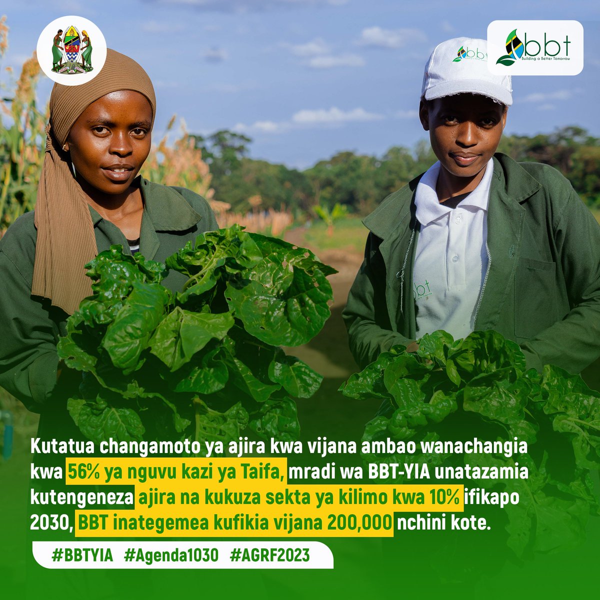 ManenoIzaak's tweet photo. ... wa BBT -YIA ambao unatazamia kutengeneza ajira na kukuza sekta ya kilimo kwa 10% ifikapo mwaka 2030 lakini pia mradi huu unatarajia kuwafikia vijana 200,000 nchini kote 👏👏. #BBTYIA #Agenda1030 #Agrif2023. https://t.co/lgQMoz0Cmu