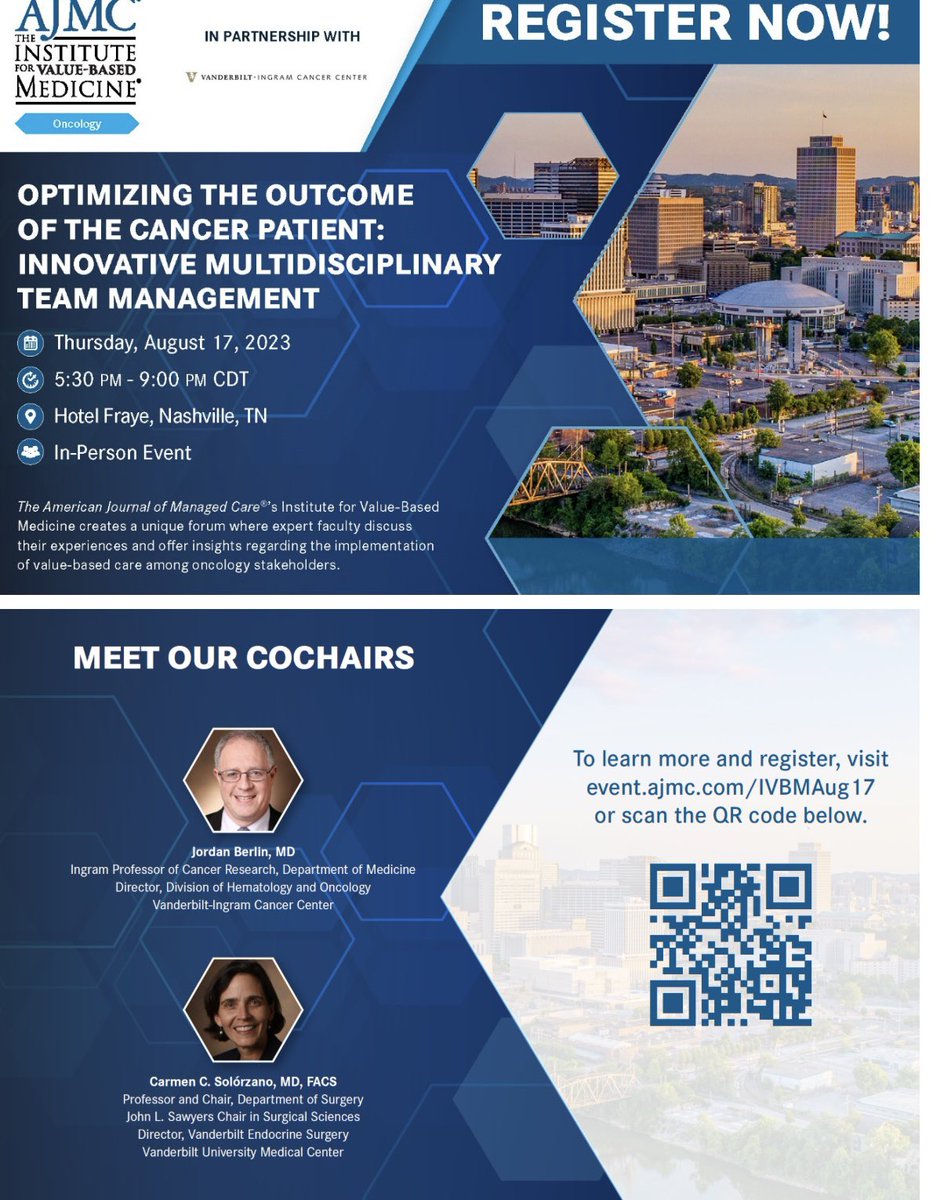 Dr. Cathy Eng (@cathyengmd) on Twitter photo PLS register for our FREE multi-disciplinary meeting, Thurs Aug 17th at #TheFrayHotel.
Symposium Co-Chairs:
•Dr. Carmen Solorzano
•<a href="/jordanberlin5/">Dr. jordan berlin</a>
Session Chairs: #HNC : Drs. Jennifer Choe + Eben Rosenthal; #NSCLC : <a href="/ErinGillaspie/">Erin A Gillaspie, MD, MPH, FACS</a> + Dr. Allan Pickens; #HPB: <a href="/HeumannThatcher/">Thatcher Heumann</a> PLS register for our FREE multi-disciplinary meeting, Thurs Aug 17th at #TheFrayHotel.
Symposium Co-Chairs:
•Dr. Carmen Solorzano
•<a href="/jordanberlin5/">Dr. jordan berlin</a>
Session Chairs: #HNC : Drs. Jennifer Choe + Eben Rosenthal; #NSCLC : <a href="/ErinGillaspie/">Erin A Gillaspie, MD, MPH, FACS</a> + Dr. Allan Pickens; #HPB: <a href="/HeumannThatcher/">Thatcher Heumann</a>