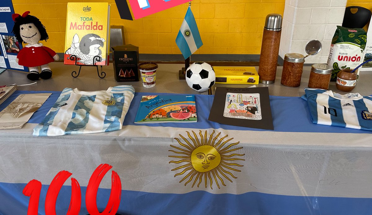 MiguezTeacher's tweet photo. Sharing my culture in the International Fest at Paisley. My community tasted toasts with Dulce de Leche and drank MATE for the first time. Happy that Messi be recognized as the World Cup soccer player Champion! Vamos Argentina
@ParticipateLrng #ExchangeDay2023 #UnitingOurWorld https://t.co/t4eZoW9DTK